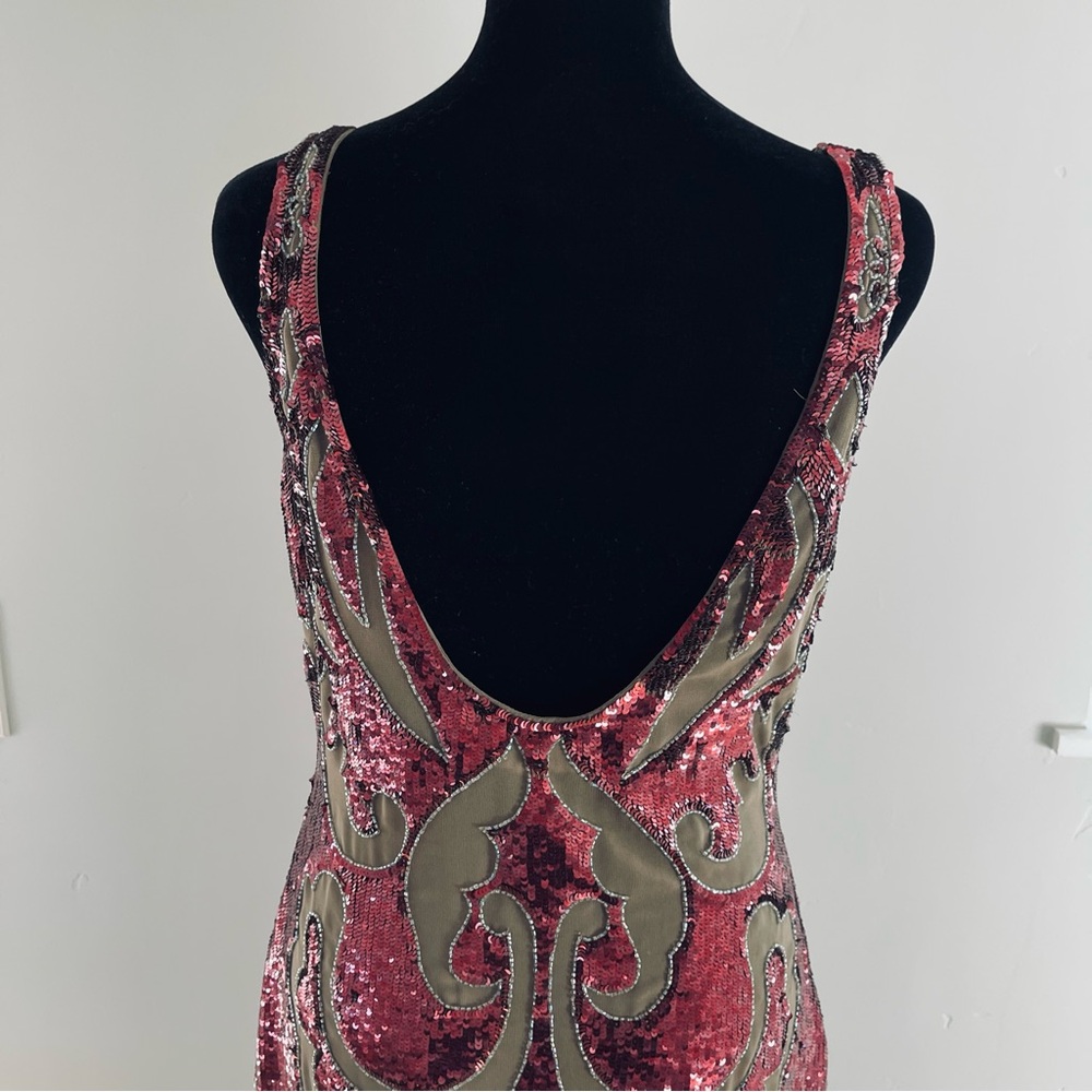 Needle & Thread Sequin Dress in Pink and Tan, Size 6 - Picture 5 of 16